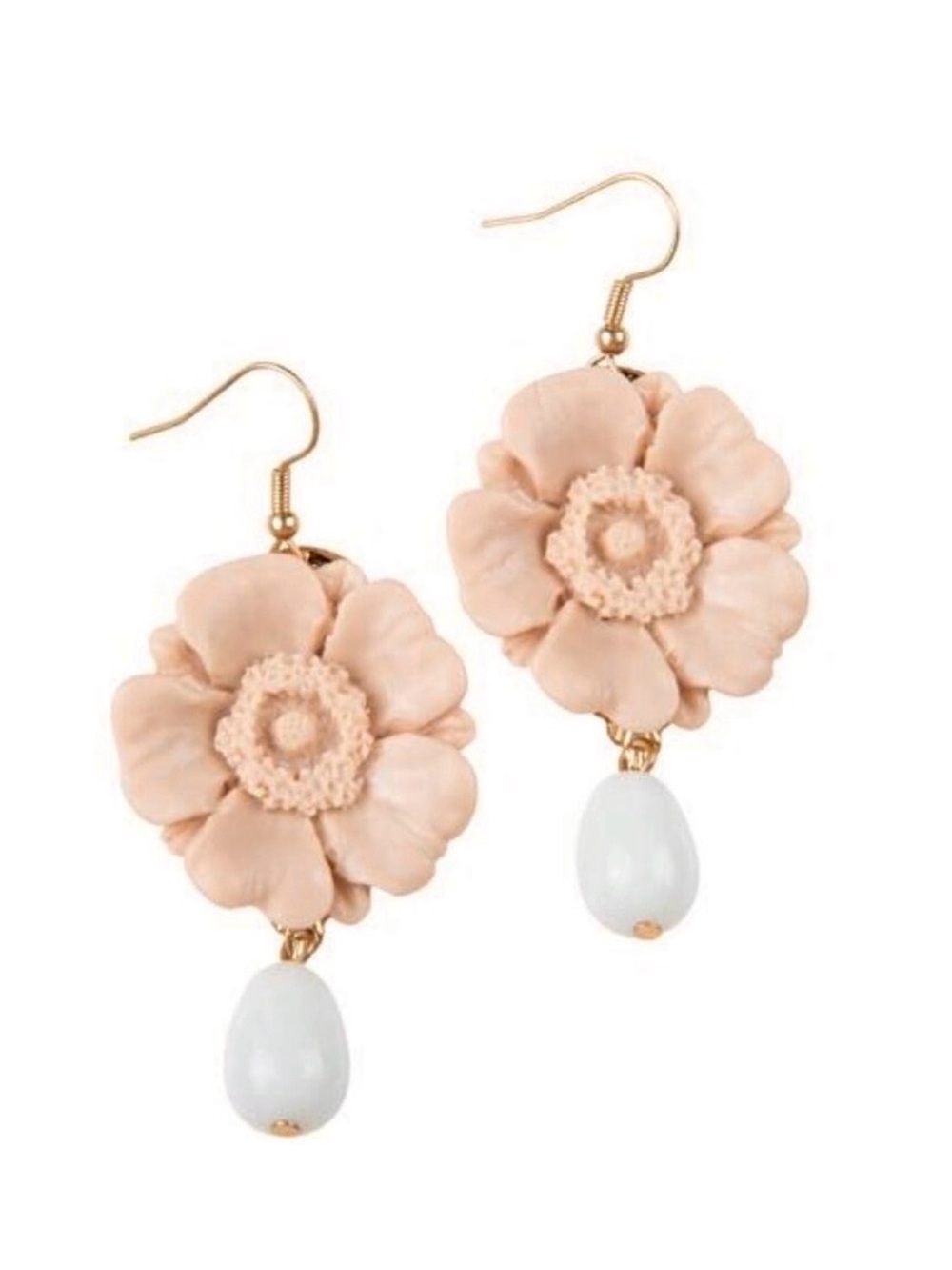 Plunder Theda Peach Flower Earrings Bohemian Feminine New in Package + Pouch